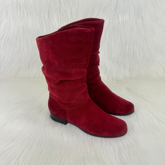 Women's St Johns Bay Jamie Suede Slouchy Mid Calf Bootie Shoes Size 7.5 Burgundy - Picture 6 of 13